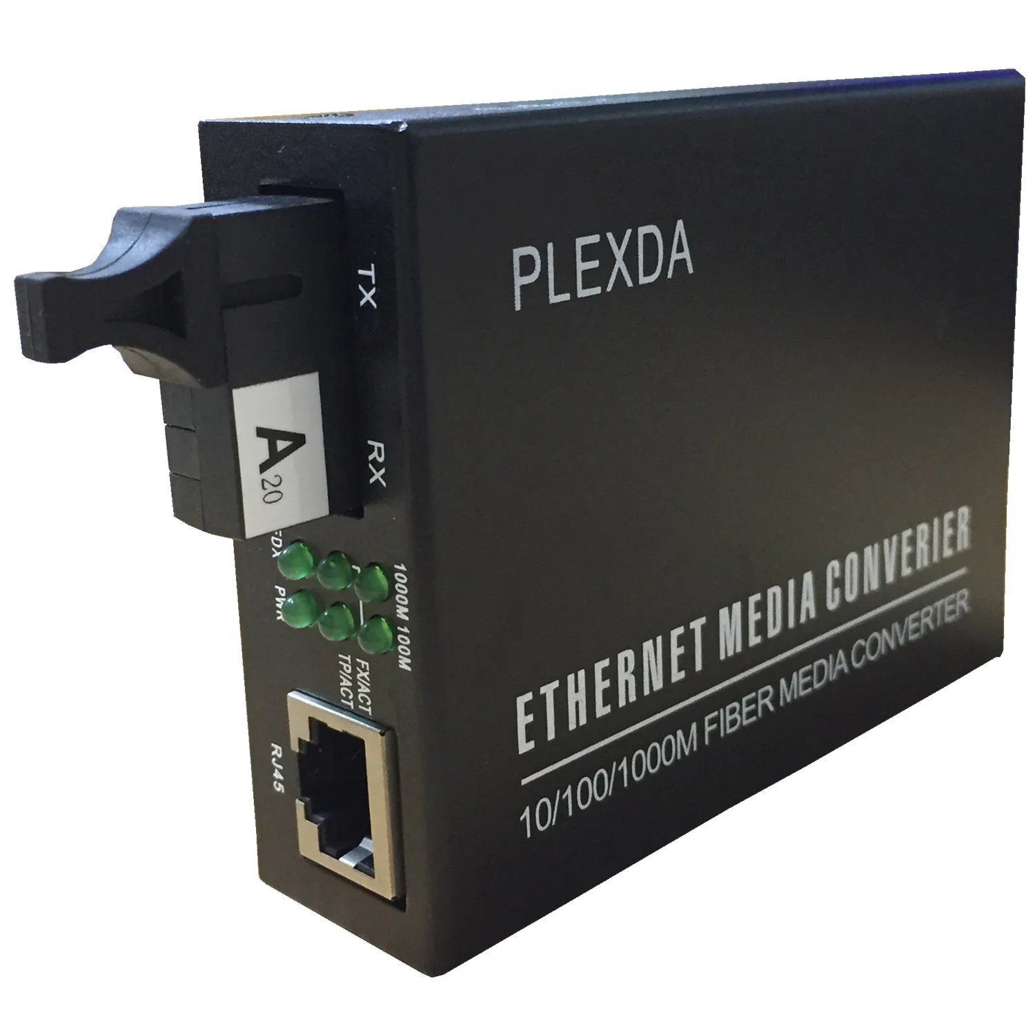 Plexda 10/100/1000M Bidi single fiber SMF TX1310nm/RX1550nm 20km Fiber Media Converter (FMC-GEBX13-E20SC)