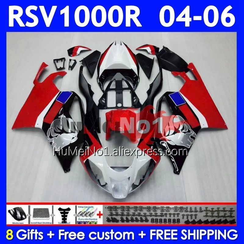 RSV-1000 For Aprilia RSV1000R Mille Red silvery RV60 RSV1000RR 314No.9 RSV 1000 04 05 06 RSV1000 R RR 2004 2005 2006 Fairings