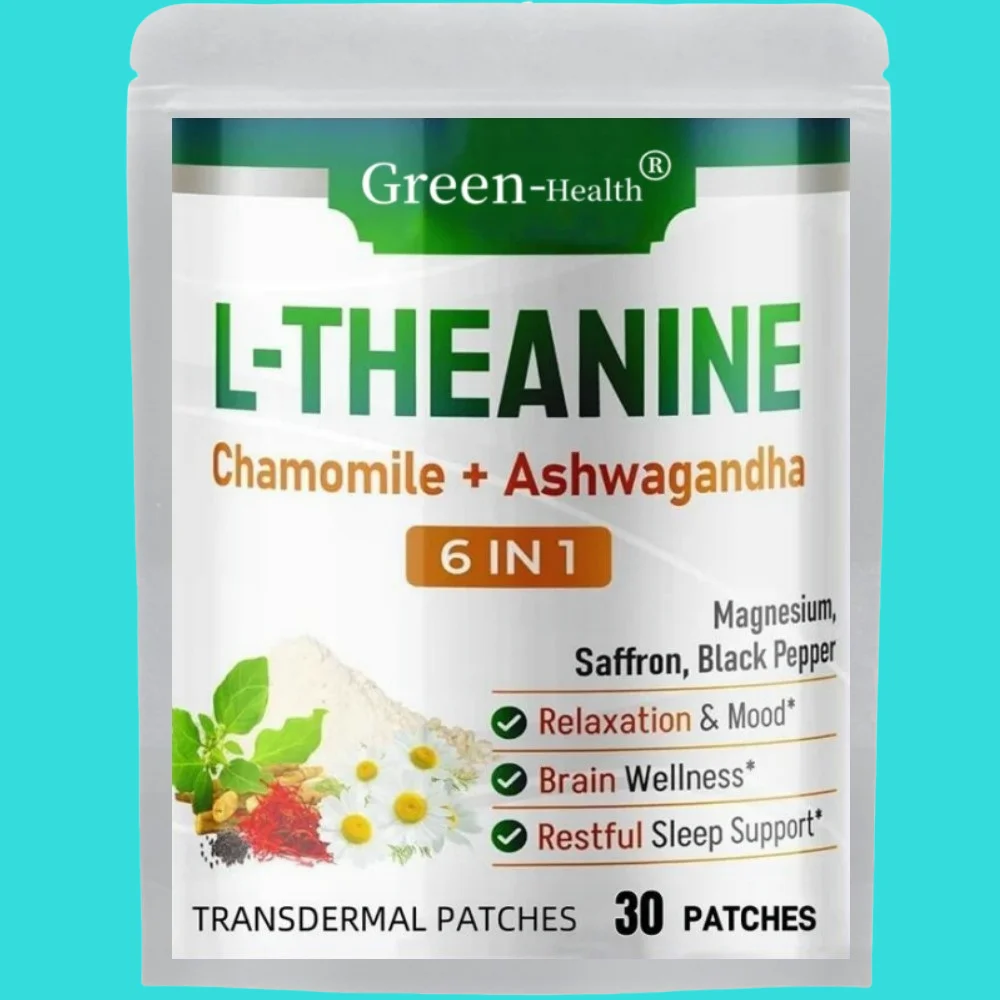 

30 пластырей L-Theanine Transdermal Patches с магнием, Ашвапандаш, Шафраном, Ромашкой - Поддержка релаксации