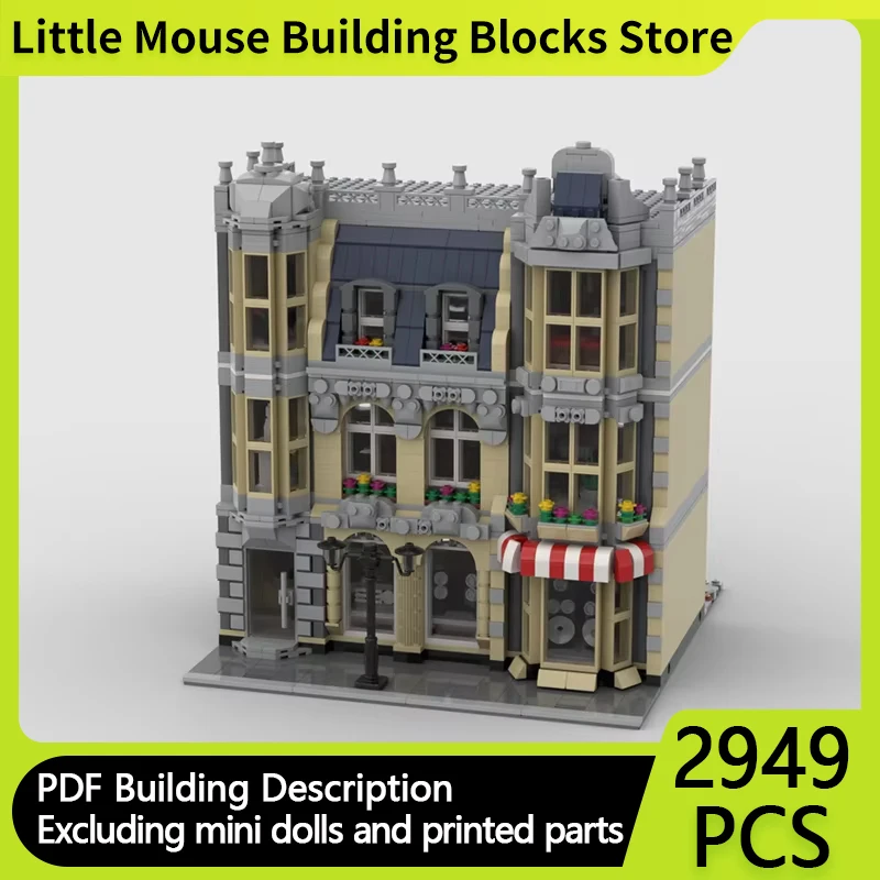 Modèle de briques de construction MOC pour enfants, vue sur la rue de la ville, produits électroniques, technologie modulaire, cadeaux de vacances, assemblage de jouets imbibés