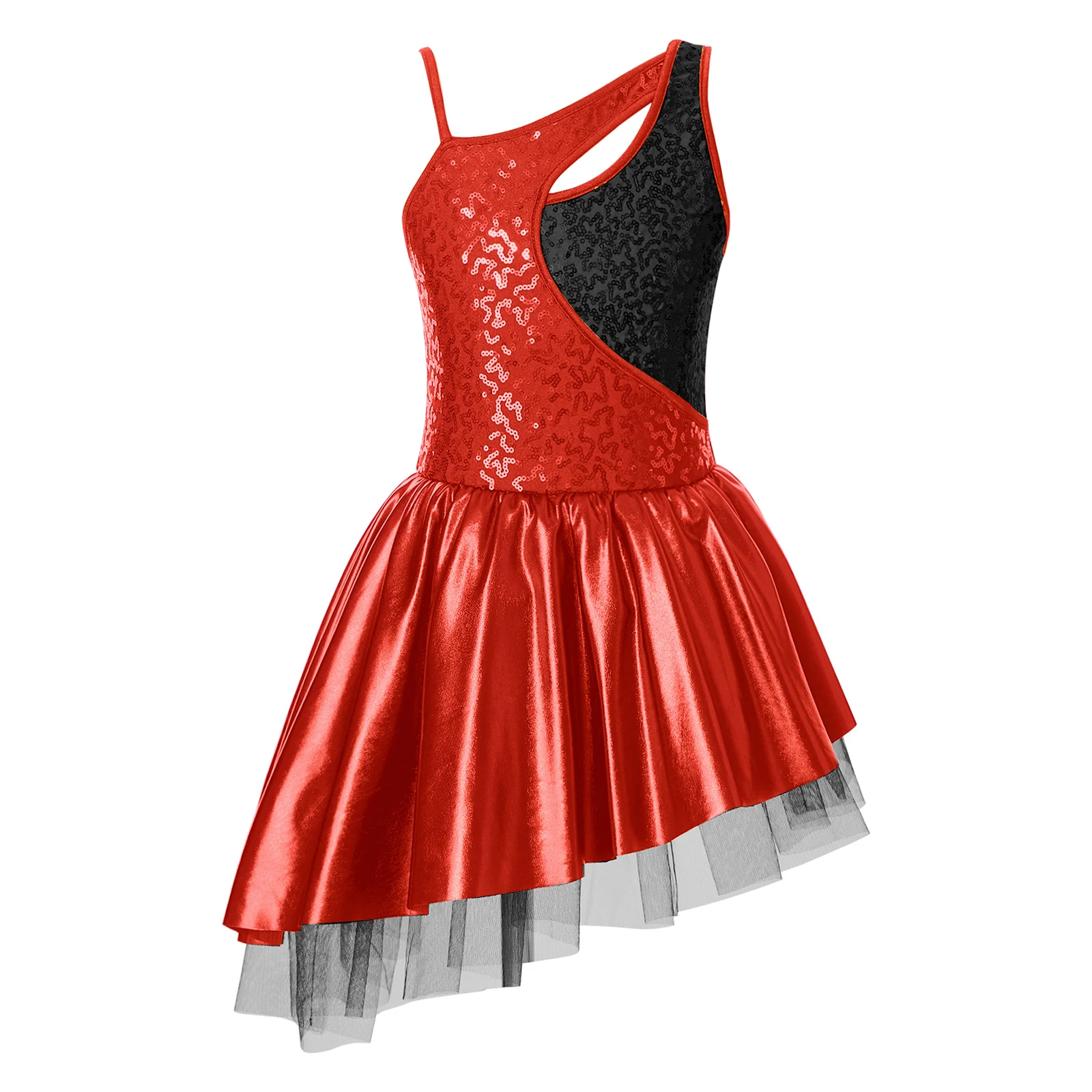 Vestido de tutú de Ballet con lentejuelas brillantes para niñas, leotardo de gimnasia brillante, traje de baile para actuaciones en escenario, ropa de baile de salón