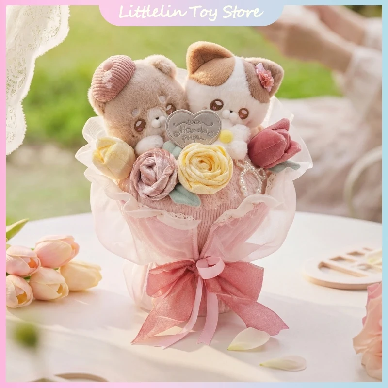 Official Handspupu Floral Pact Series Soft Stuffed Doll Kawaii Plush Bouquet Ornament Graduation Birthday Gift For Girlfriend