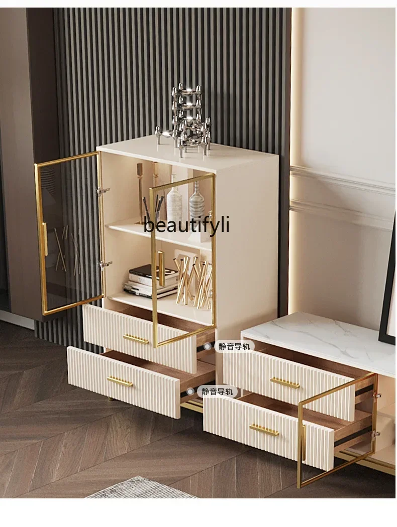 خزانة جانبية للتلفاز، منظم تخزين بسيط وحديث لغرفة المعيشة، خزانة مشروبات راقية، خزانة ملابس جدارية للفيديو