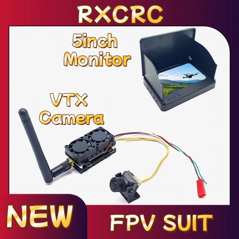 

RXC 5.8G FPV SUIT 5.5W Video VTX Trasnmitter B19 1500TVLStarlight Camera 5inch Monitor for RC FPV Long Range Fixed-wing Drones