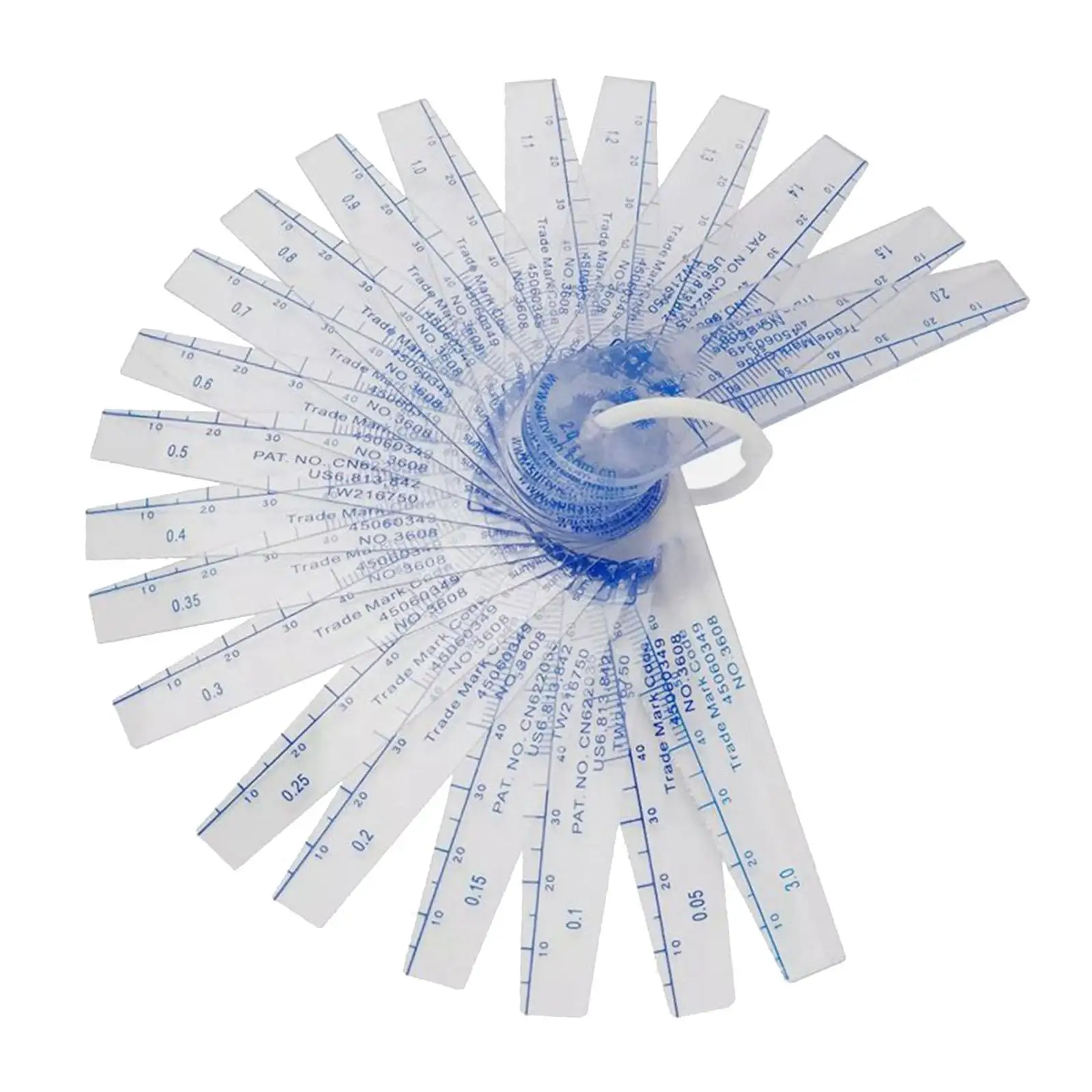 Plastic Feeler Gauge Set Lightweight Industrial Automobile High Accuracy Electronics 21 in 1 0.05mm to 3mm Metric Feeler Gauge