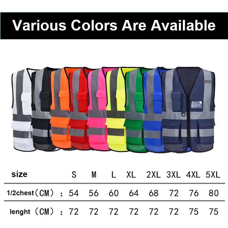 Work Vests for Construction Zipper Front Aircraft Maintenance Engineer Multipocket Vests Protective Clothing for Night Working