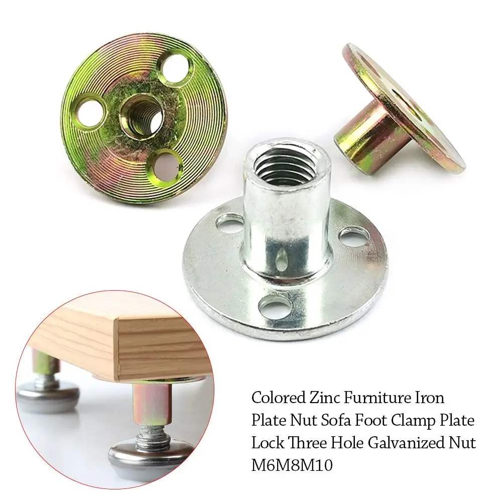 

5Pcs/set Portable Metal Three-hole Locking Flange Nut Round Flat Nut Fastener Lock Nuts M6 M8 M10 Tee Furniture Nuts Screw