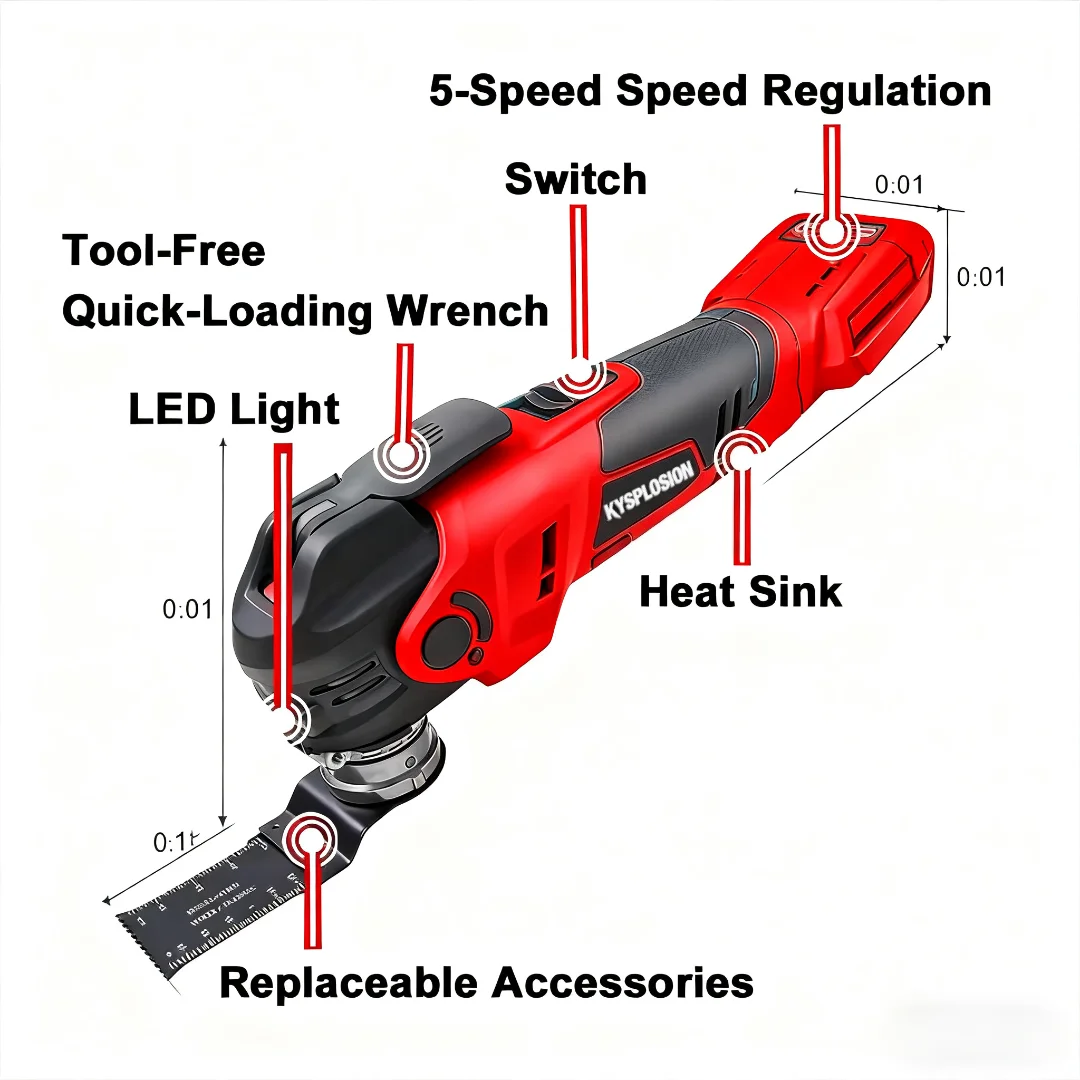 Brushless 5‑Speed Oscillating Multi Tool Compatible For Milwaukee M18 Battery, Cordless Electric Saw & Shovel Cutting Power Tool