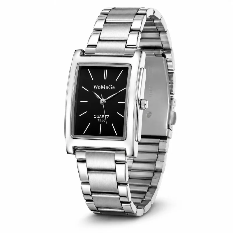 Minimalist Business Men's Watch Luxury Fashion Square Dial Metal Band Analog Quartz Wristwatch Elegant Dress Male Clock Gift