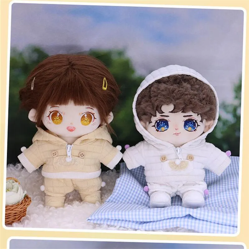 20cm Doll Clothes White Yellow Pink Blue Hoodie Suit Doll Shorts Cotton Stuffed Dolls Clothes DIY Toys Accessory