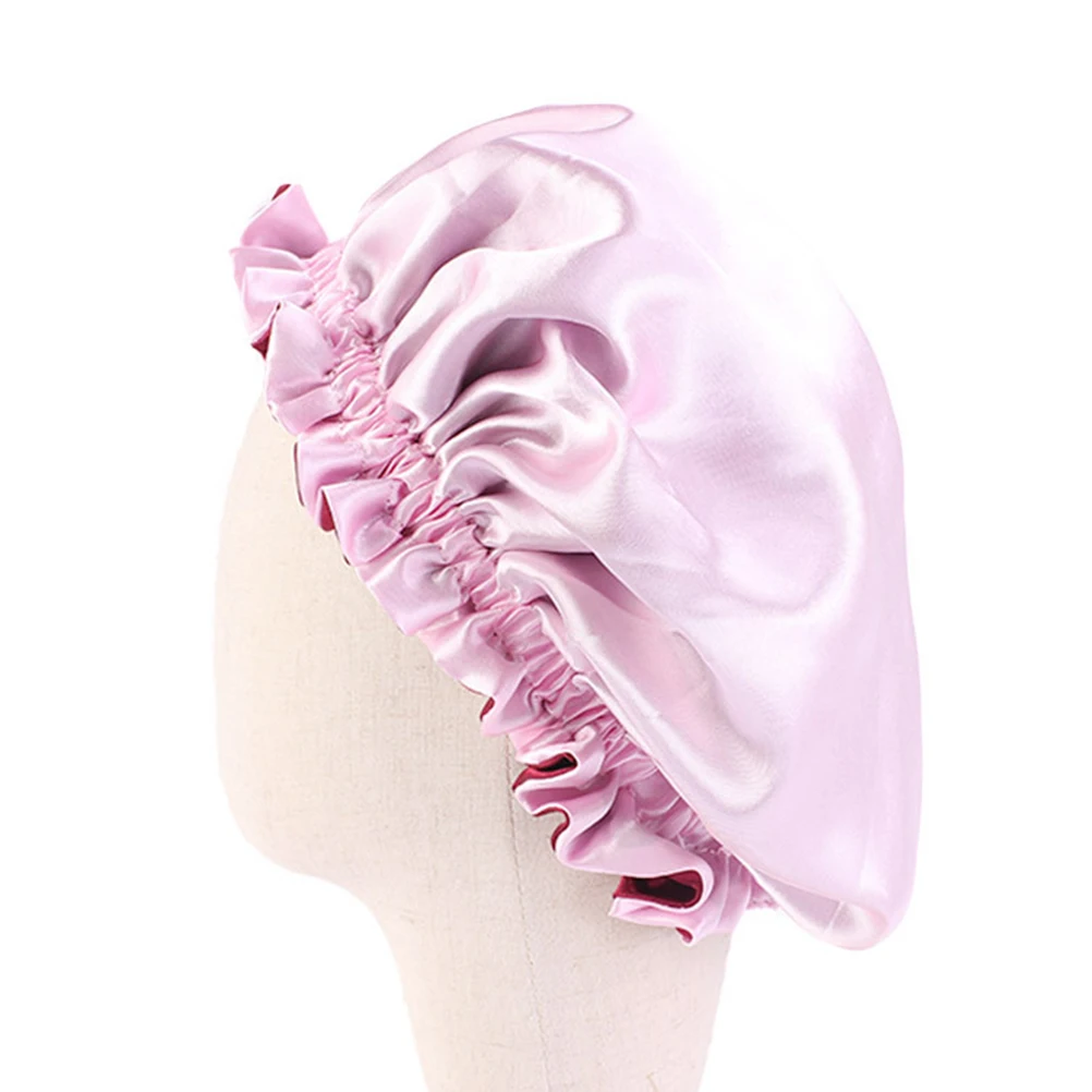

2Pcs Kids Kids Bathing Cap Sleep Hat Satin Lightweight Durable Safe Hair Protection Home Use