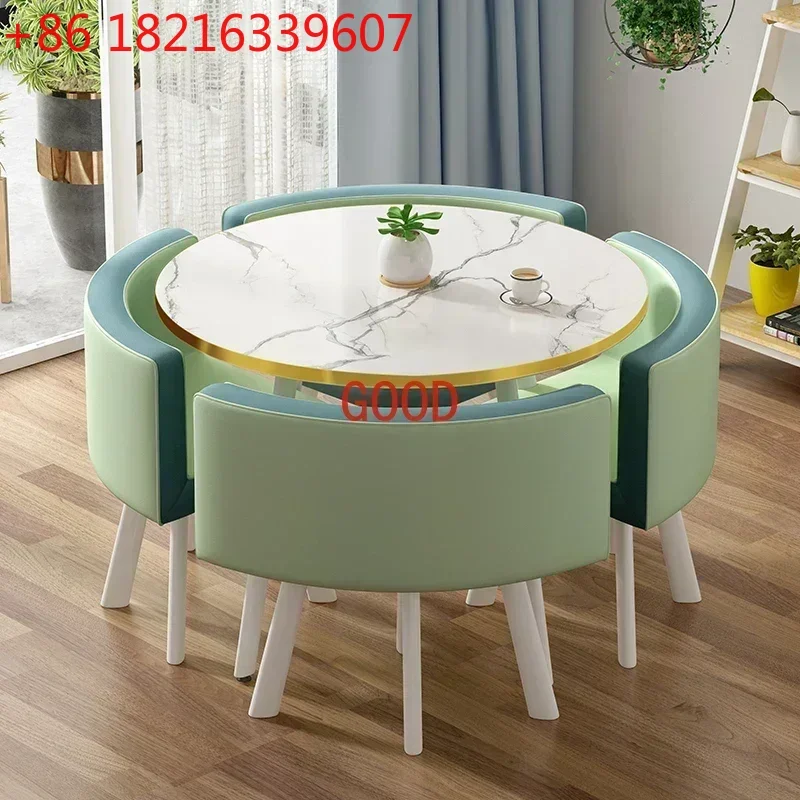 TAO Poker Marble Dining Tables Set 4 Chairs Center Round Dinning Table Luxury Office Mesas De Jantar Apartment Furniture HDCZ