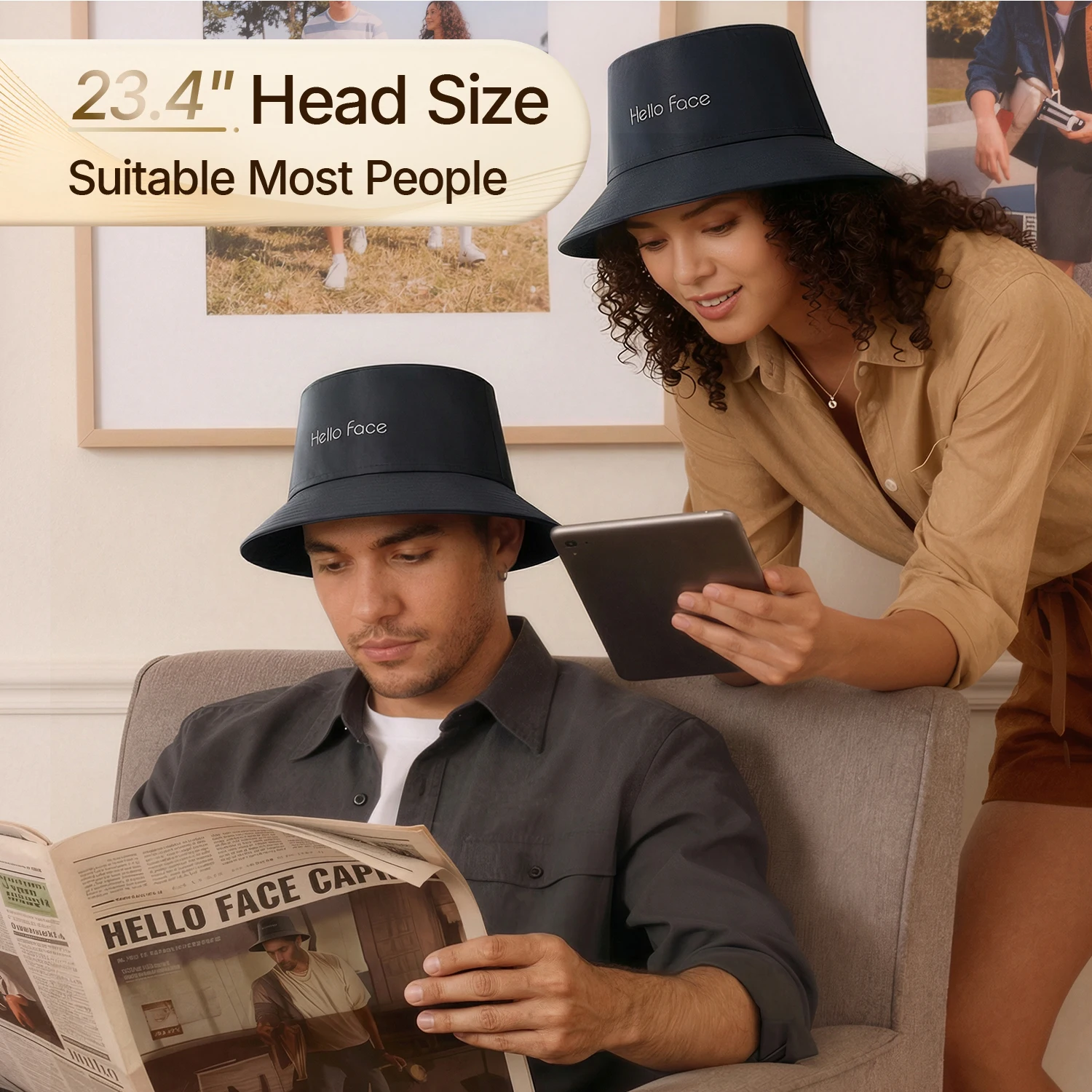 Hello Face T100 336 LEDs Red Light Bucket Hat with 660nm & 850nm Infrared for Daily Scalp Care and Home Wellness