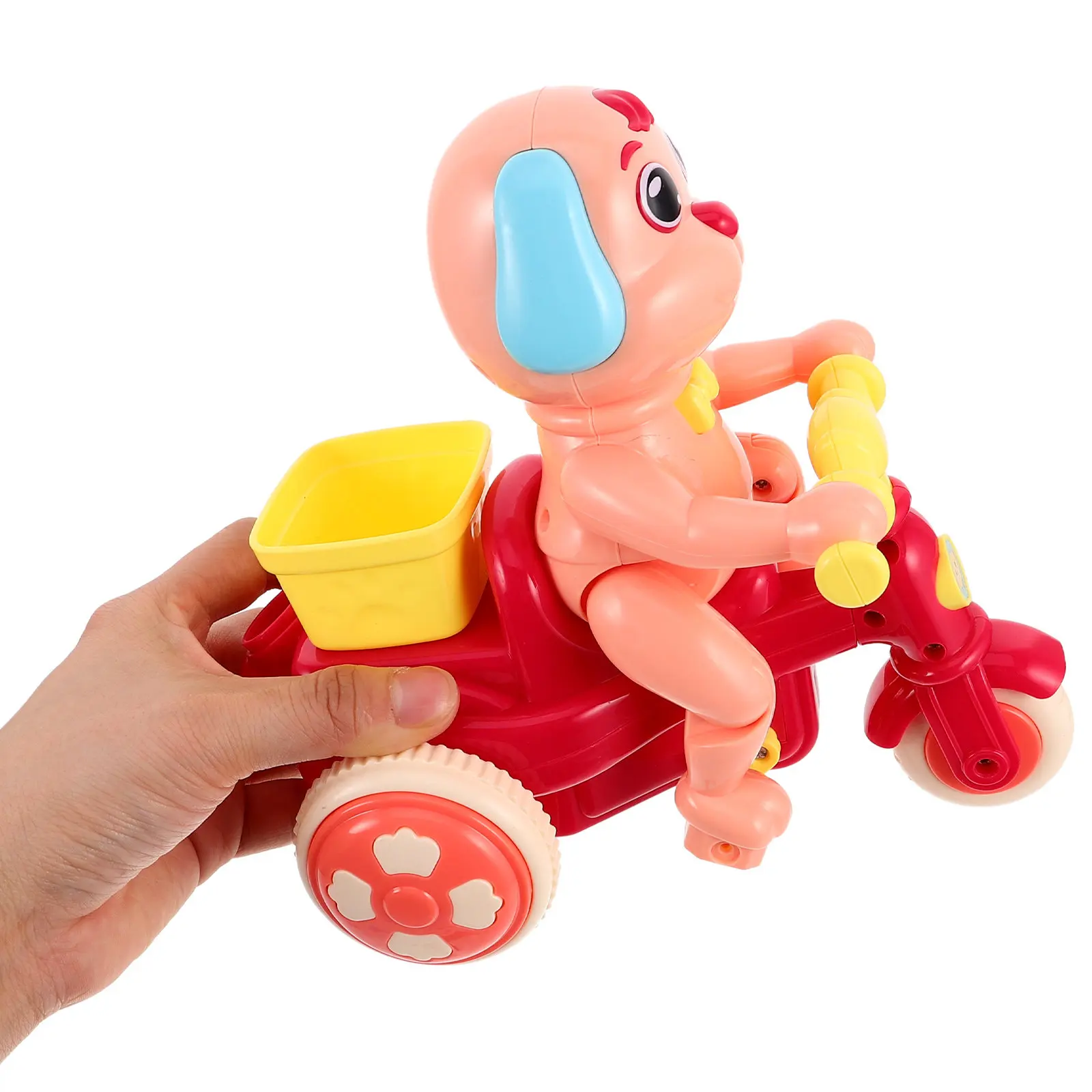 Infant Push Walker Handheld Dog Shaped Adjustable Height Educational Push Pull Walking Aid for Toddlers Baby Boys Girls