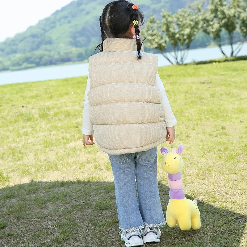 Kids Boys Girls Corduroy Vests Cotton Jackets Outerwear Waistcoat Children's Autumn Winter Thicken Warm Coat Casual Clothing New