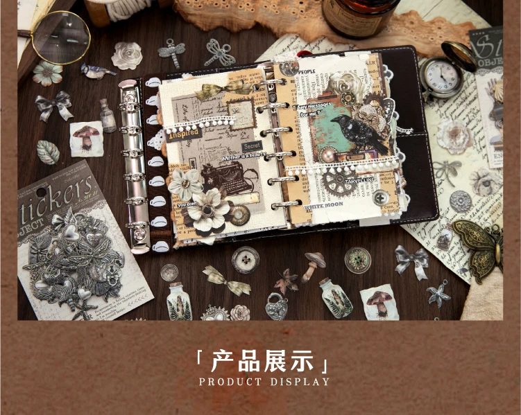 Journal GO 50 Stück Vintage Antik Kleine Gegenstände Aufkleber für Scrapbooking Collage Junk Journal Dekorative Schreibwaren Planer Deko-Sticker – Detail 7