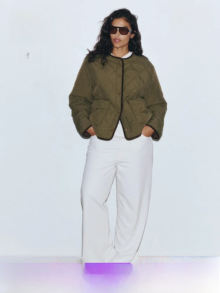 

Sli round Ne Стеганое хлопковое пальто с ромбовидным узором Зимняя модная женская одежда H&M 302230 Нейлон 7% хлопок...