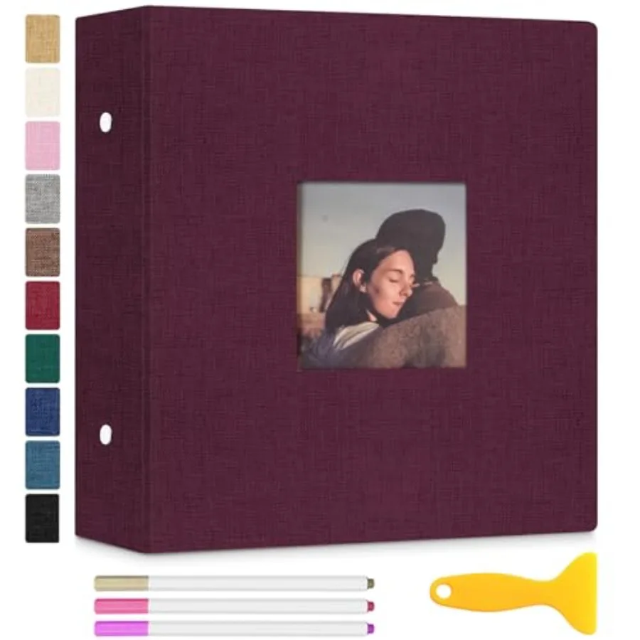 

Фотоальбом на 18 страниц с самоклеящимися страницами и окошками для фотографий, 3-кольцевой скрапбук-альбом на 60 страниц, вмещает фотографии 10x12, 8x10, 5x7, 4x6.