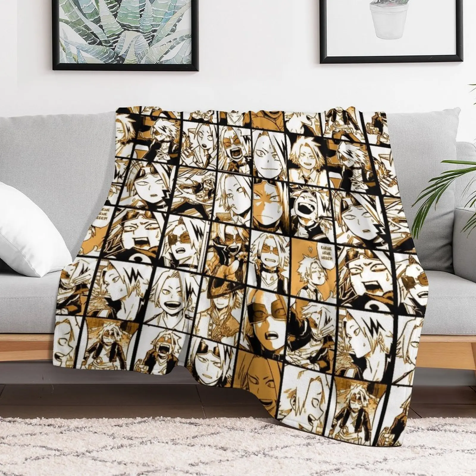 BNHA Kaminari Denki collage Throw Blanket Warm Soft Plaid Luxury Thicken Blankets