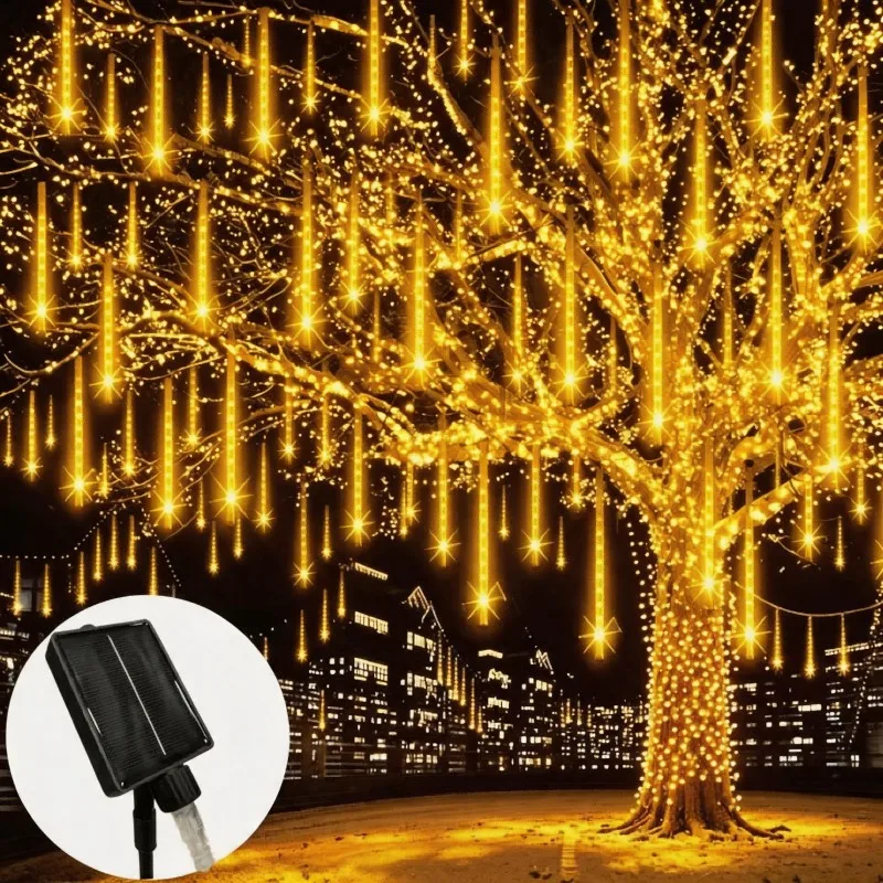 Solar Lights Outdoor Fairy LED Meteor Shower String Lights Christmas Tree Garland Lamp Wedding Party Home Decoration