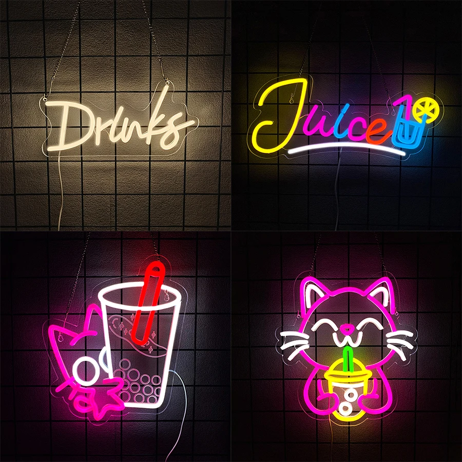 

Светодиодная неоновая вывеска для напитков, 3D-резной бизнес-икона, питание от USB, используется для супермаркета, клуба, бара, дня рождения, декора окна магазина.