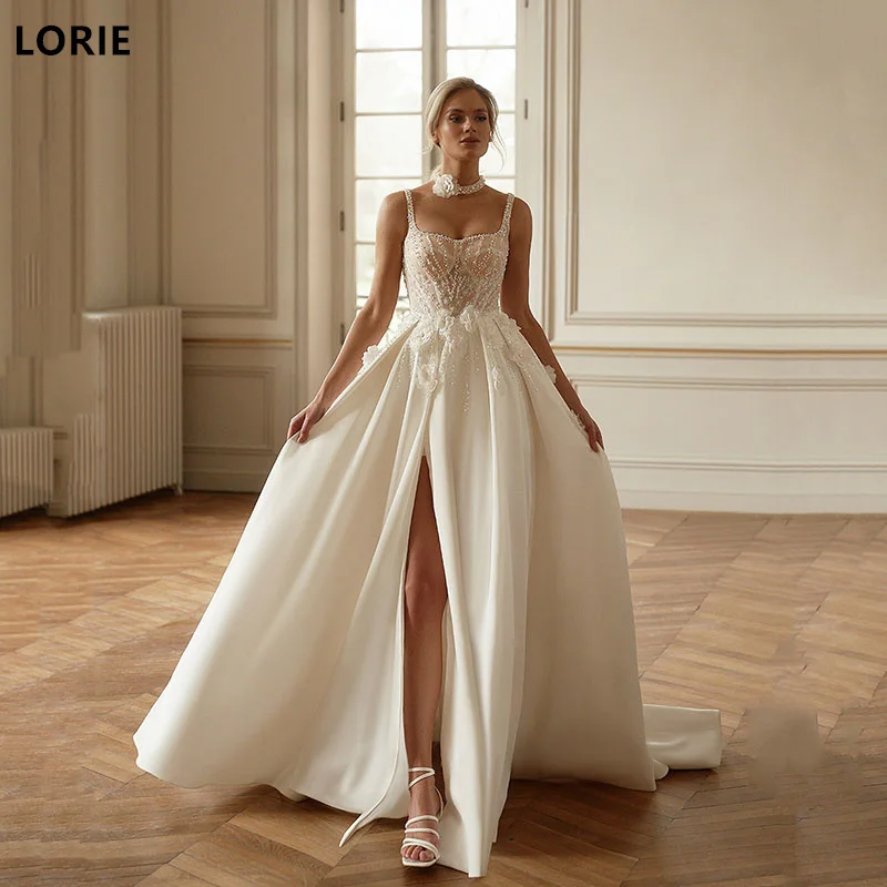 LORIE A-line Spaghetti Strap Wedding Dresses Classical Bridal Gown Sweetheart Princess Wedding Party Gowns Customized 2024