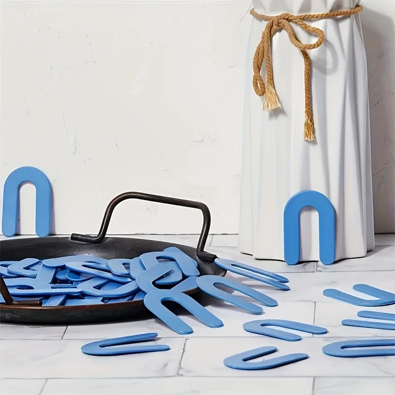 100 Stück blaue U-förmige Nivellierungsscheibe aus Kunststoff für Hufeisenfliesen, ideal für Heimwerker- und professionelle Pflasterprojekte