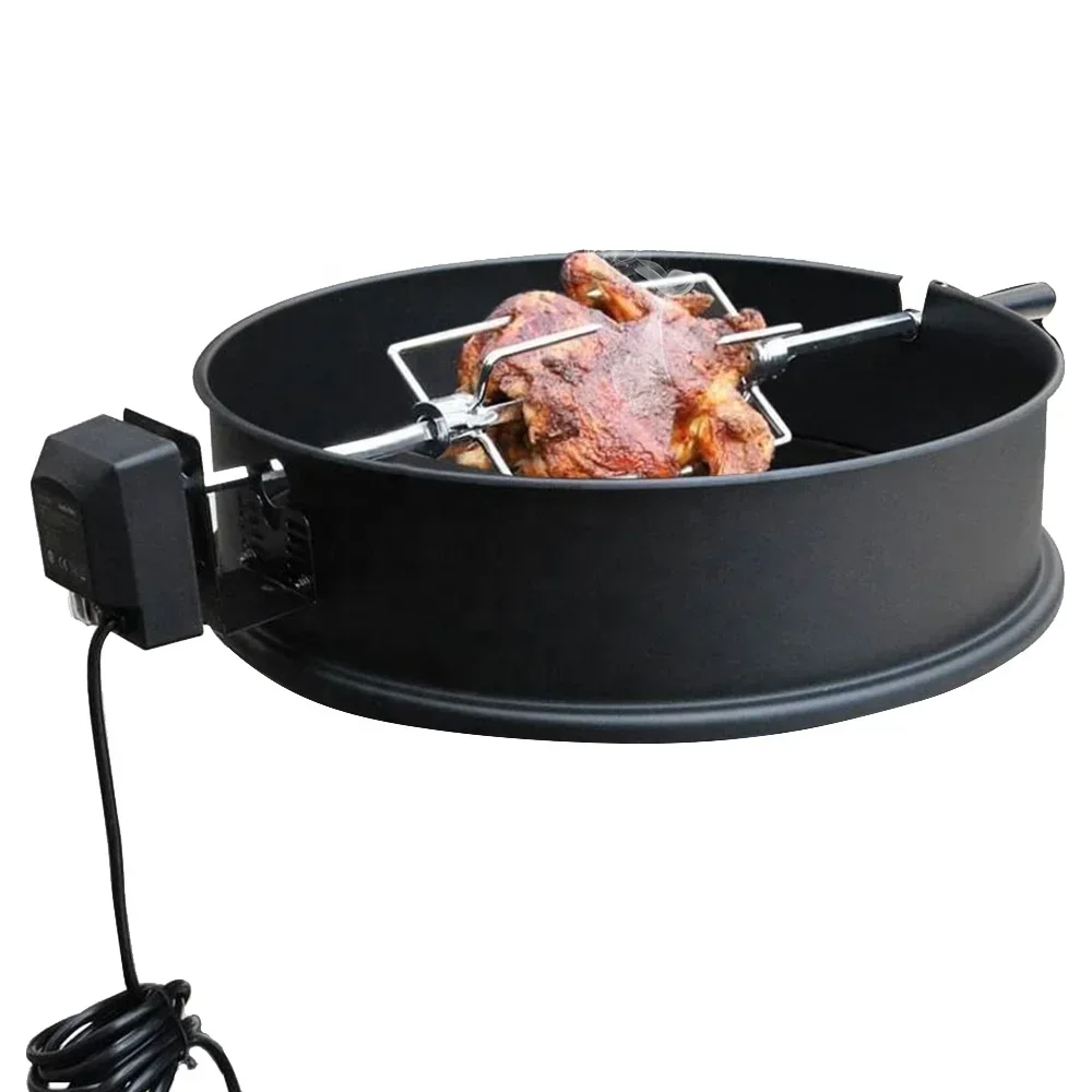 

#Resistant Paint Steel Rotisserie Ring Kit Fork 57cm Kettle Grill Ring With Motor And BBQ Rotesserie