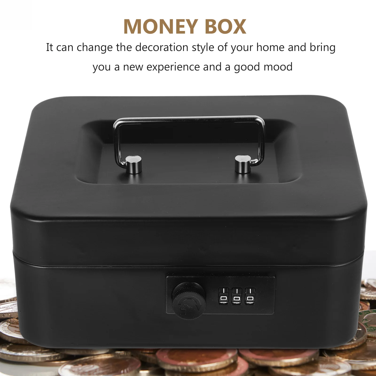 Caja de dinero portátil, cajas de bloqueo de puerta para organizador de artículos personales, hierro metálico pequeño