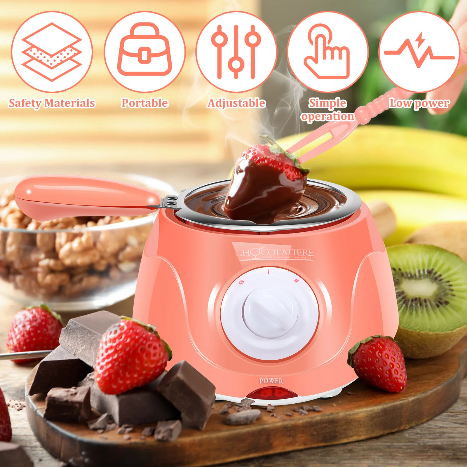 Chocolate Melting Pot 250ml Electric Chocolate Melter 2-Speed Adjustable Temperature Chocolate Butter Cheese Melting Making Kit