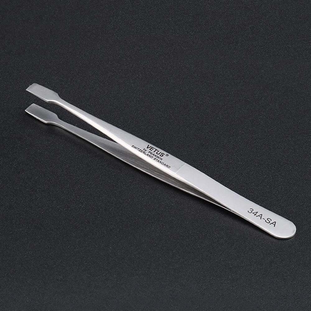 Flat Wide Tweezers for Laboratory Medical Clamping Stamp Electronic Industry Tools VETUS 34A-SA