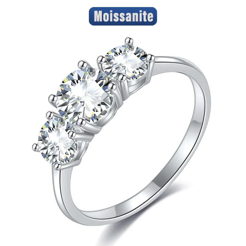 

Silver Ring With Moissanite 1.6CT D VVS1 Certified Sweet Luxury S925 Rings Jewelry For Women High Design Style Wedding Party