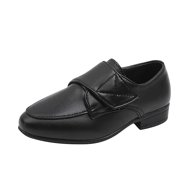 Scarpe in pelle per feste di matrimonio con punta a punta per bambini Hook & Loop Casual Boys Classic Versatile mocassini per adolescenti con tacco