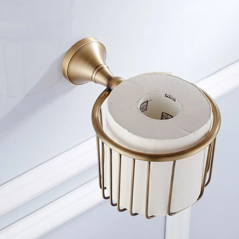 

Luxury bathroom accessories, antique brass toilet paper basket, toilet paper holder, storage rack, bathroom