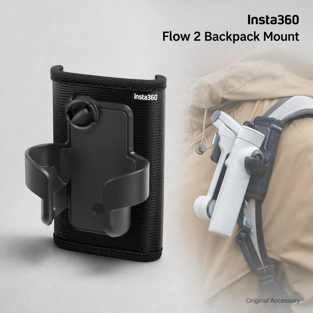 

Крепление-держатель для стабилизатора Insta360 Flow 2 Series на рюкзак с фиксатором безопасности и мягкой накладкой для плечевого ремня