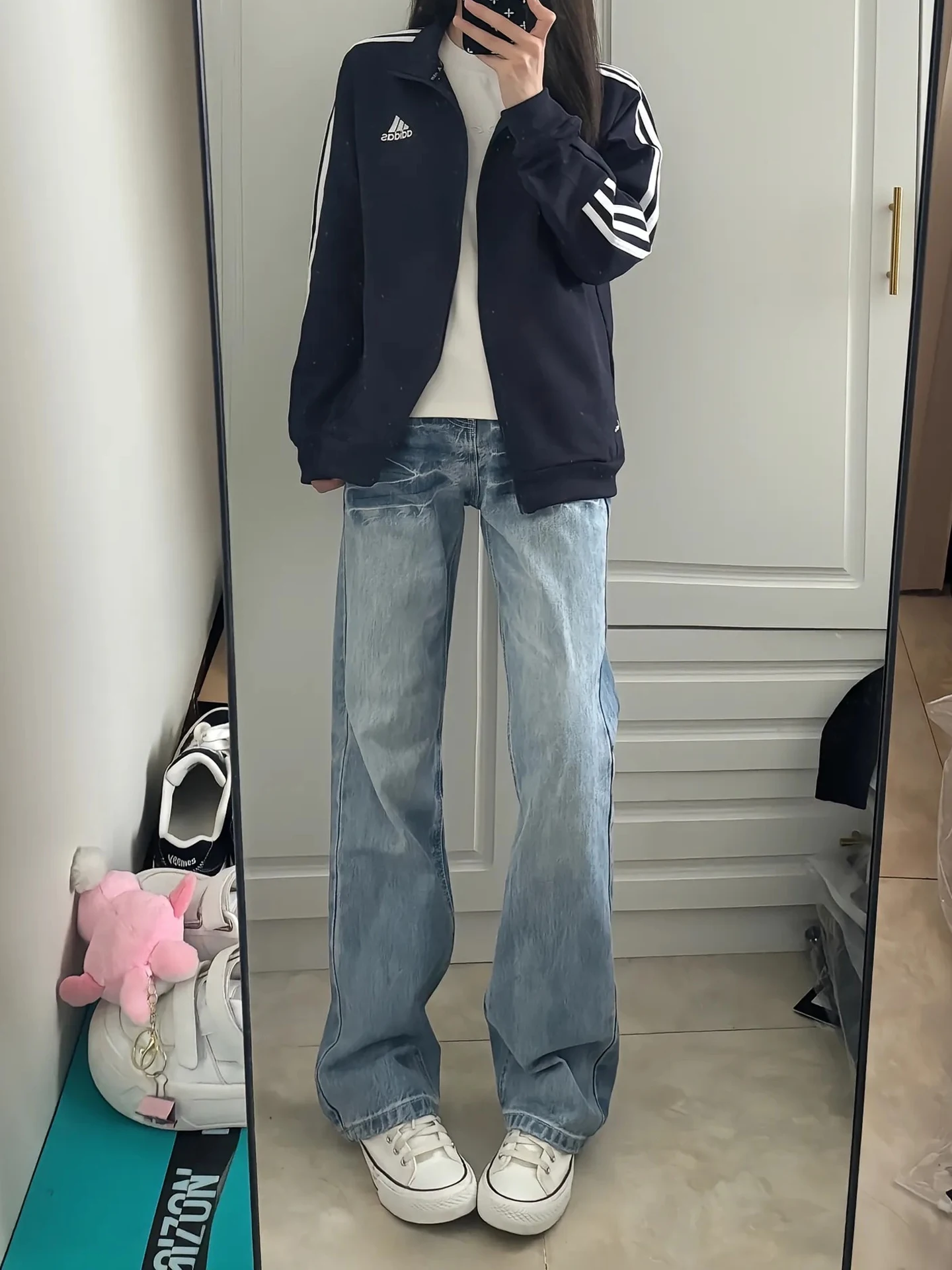 

Мужские джинсы Cleanfit с синим узором в виде молнии, стильные прямые брюки в американском стиле, осенняя мода, повседневные брюки