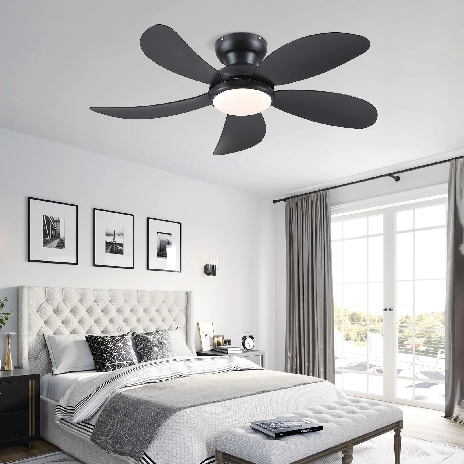 Contemporary home decoration solution for villa lounge and sleeping zone featuring quiet airflow modern ceiling fan light