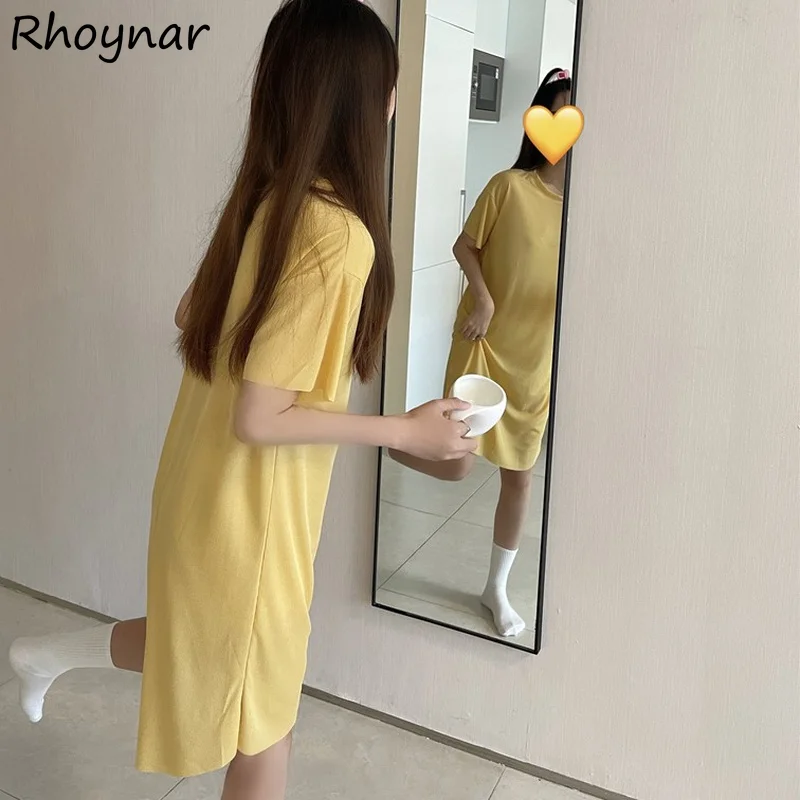 

Ночные рубашки с коротким рукавом женские Летние Mujer простые универсальные уютные корейские модные дышащие домашние рубашки с круглым вырезом тонкие летние свободные студенческие рубашки