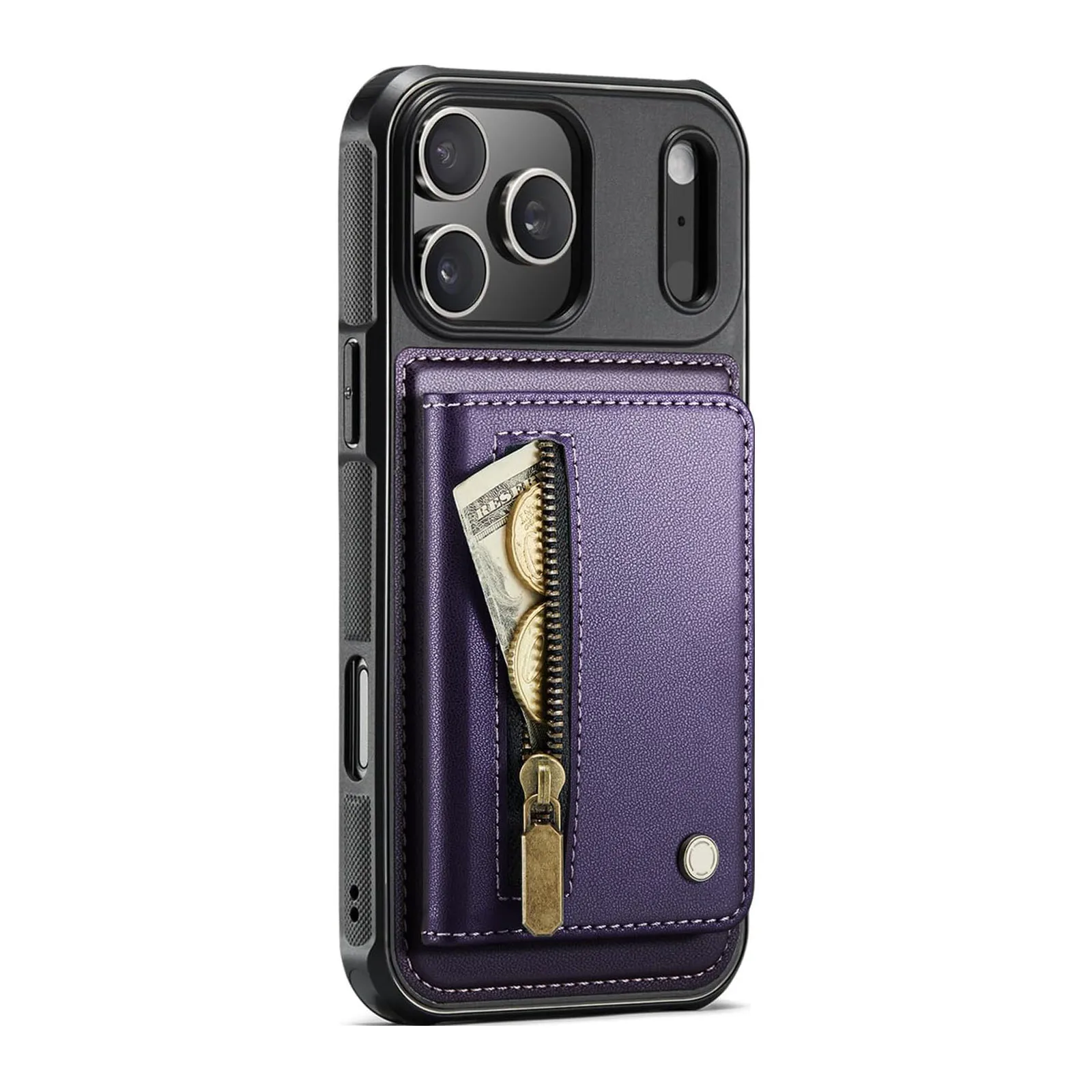 

Чехол-кошелек для iPhone 17 Pro Max/17 Pro/Air/17 — держатель для карт, подставка, деловой стиль, 2-в-1, съемный, магнитный, кожаный