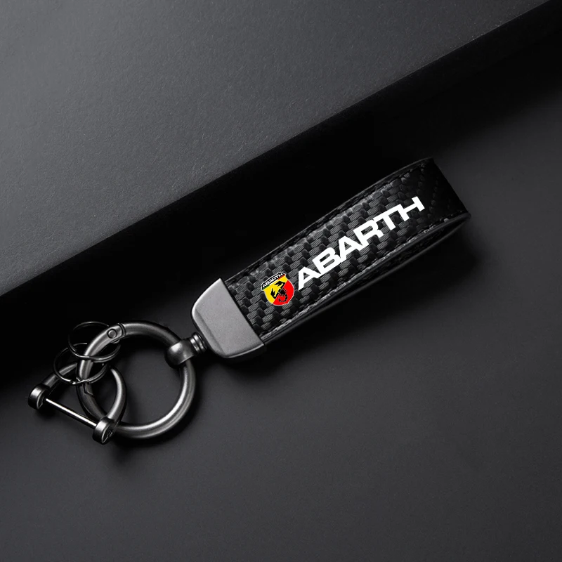 High-Grade Leather Car Ring Keychain Trinket Zinc Alloy Keyrings For Fiat Abarth 124 spider 500 595 695 C Accessories