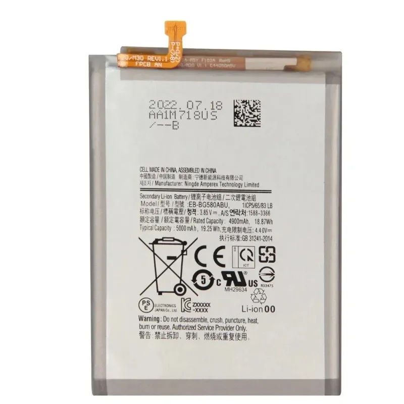 EB-BG580ABU,Brand New Replacement Phone Lithium Battery+Tool,For Samsung Galaxy M20 M30 SM-M205F,5000mAh