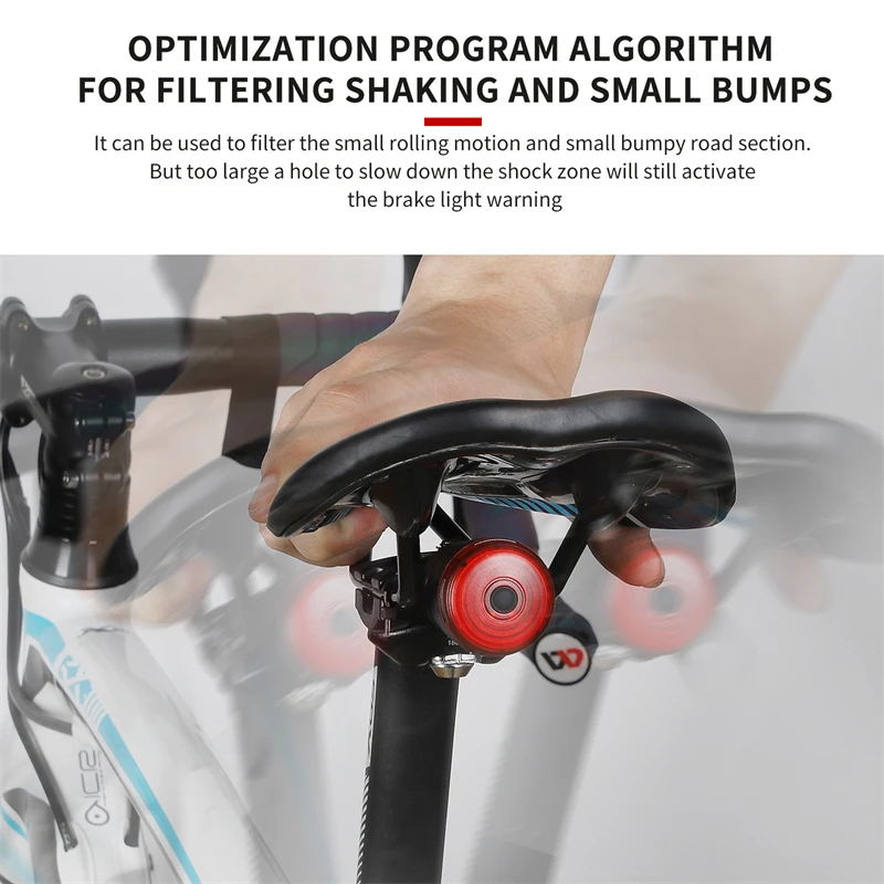 WEST BIKING Smart LED Bicycle Tail Light USB Rechargeable Auto Start/Stop Waterproof Bike Brake Sensing Safety Warning Light