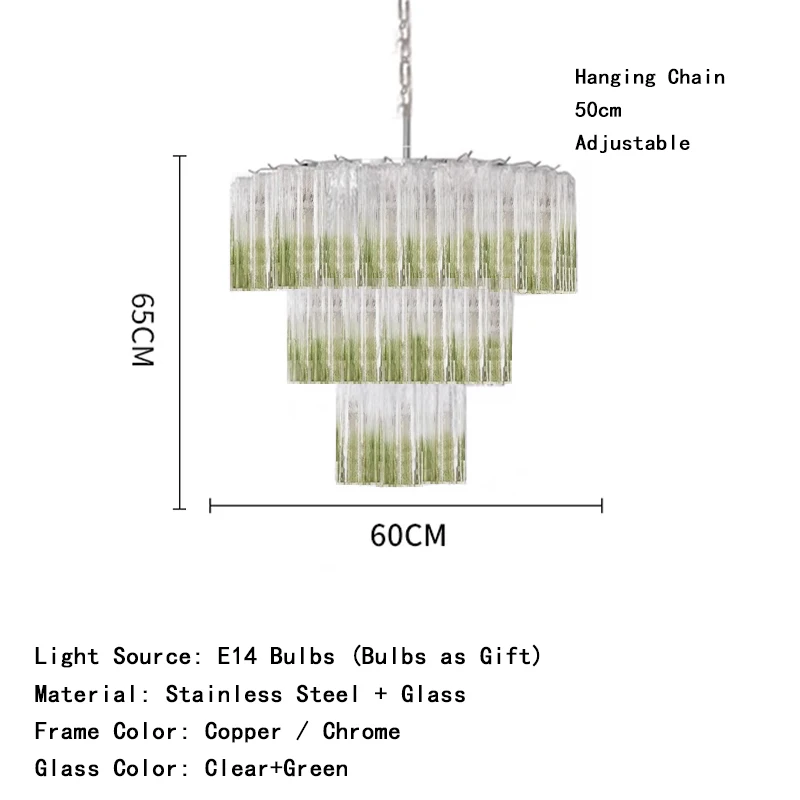 Textuur glazen kroonluchters transparant gradiënt groen Italiaans design vintage huis hangende lampen voor plafond woonkamer glans