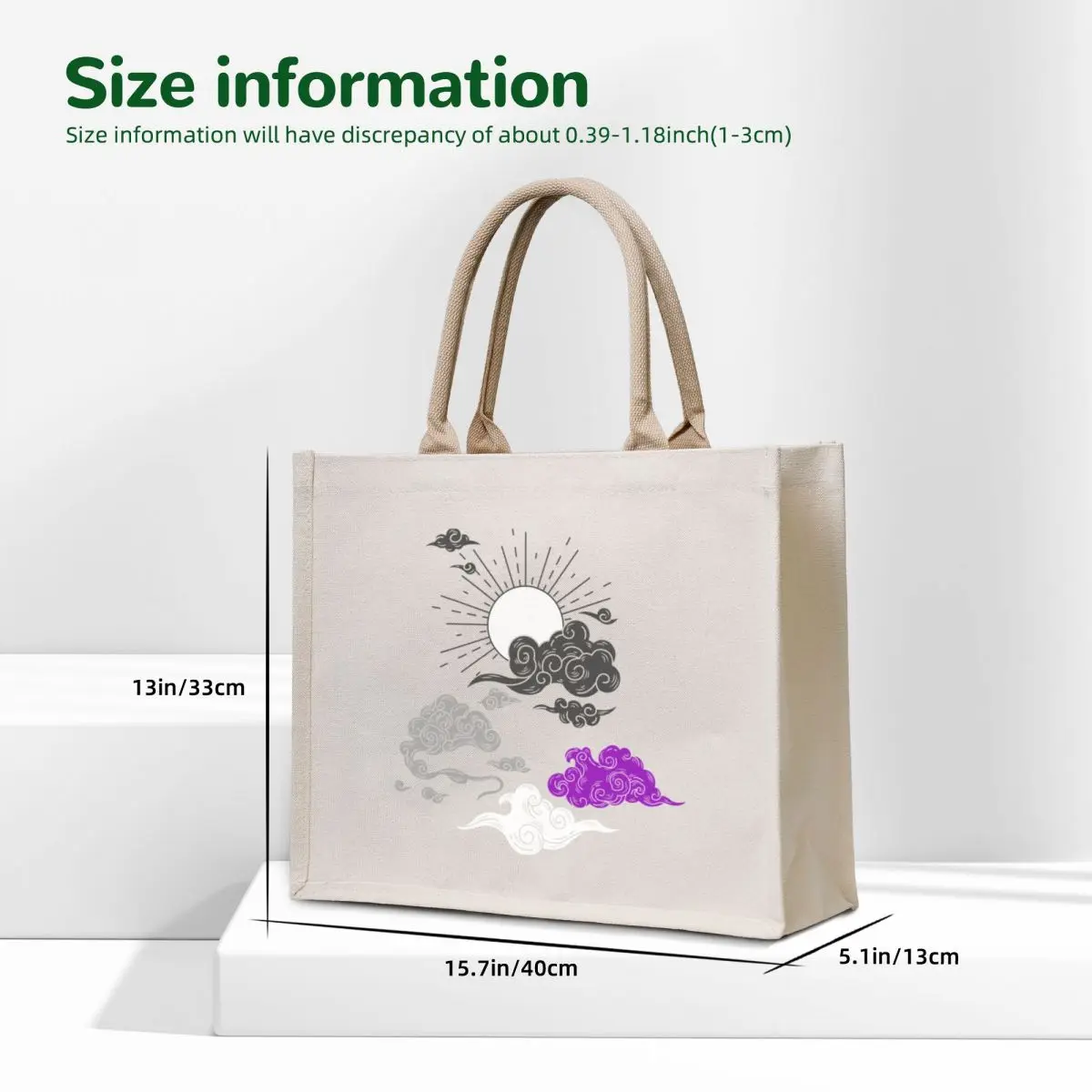 Sun and Clouds Ace. Asexual Pride Tote Bag Customizable tote bag Women bags Candy bags