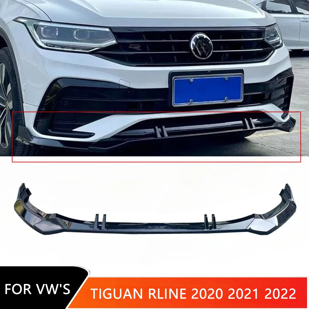 Car Front Bumper Spoiler for Vw's Tiguan 2020 2021 2022 Rline Front Chin Lip Splitter Diffuser Body Kit Modified Accessories