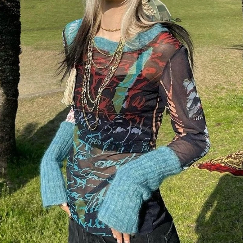 

Sexy Gauze Printed Casual Women's Top