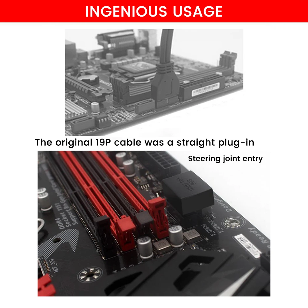 2PC PH19A PH19B USB 3.0 19 Pin 90 Degree Computer Converter Desktop Computer Motherboard Adapter Converter Computers Accessories