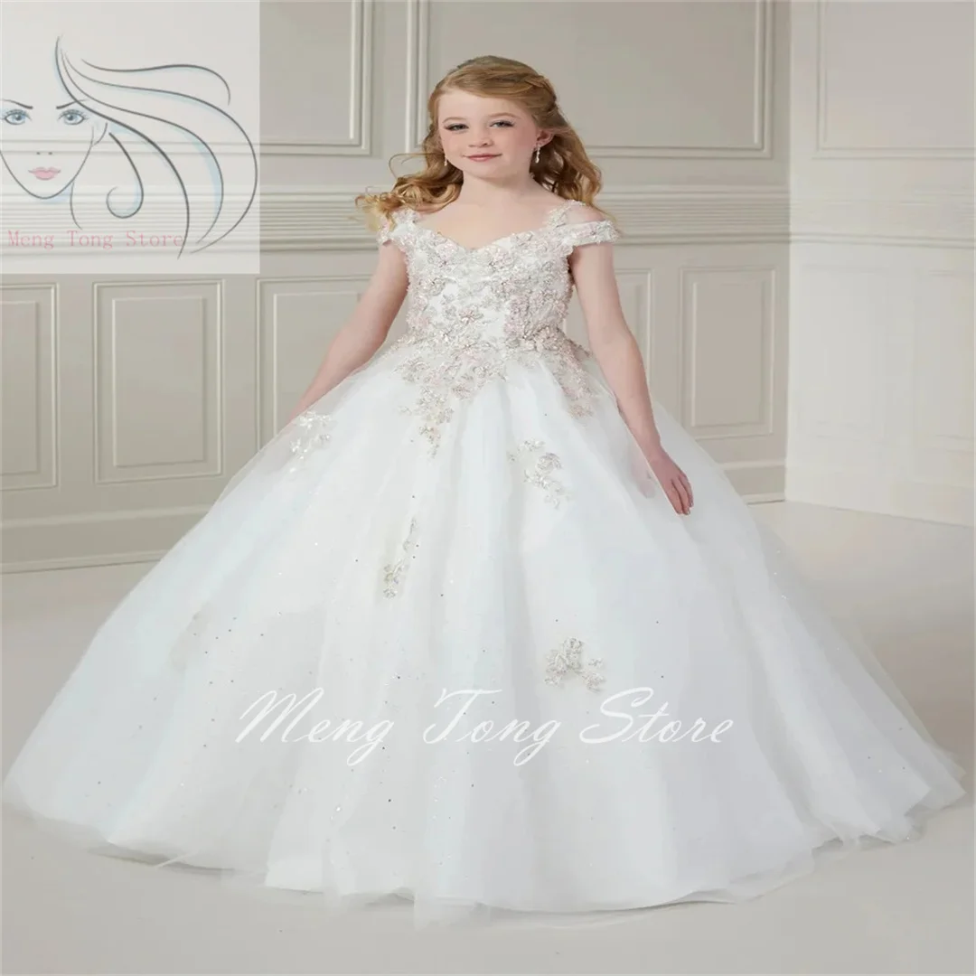 Customized Flower Girl Dress Lace Applique First Communion Princess Dressholy For Birthday Wedding Guest Dress