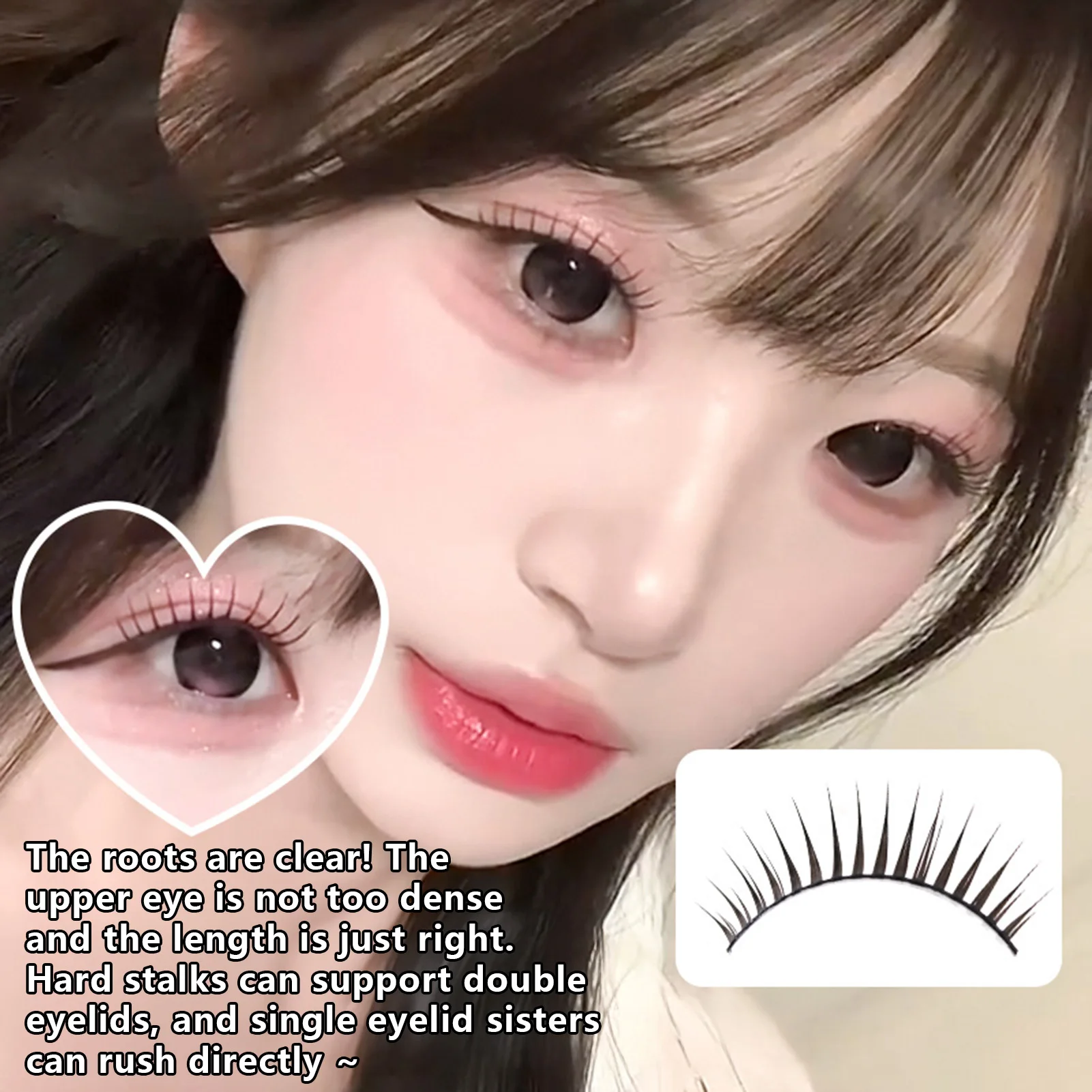 Cílios postiços estilo coreano, tiras completas, design de asa de penas, cílios naturais macios e finos para acessórios de maquiagem diária