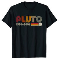 Never Forget Pluto Vintage Retro T-Shirt Men Astrological Lover Dwarf Planet Cotton Tee Shirt Crew Neck T Shirts Gift Idea Tops